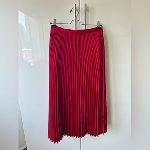 Club Monaco Midi Pleated Skirt | Red | Size 0